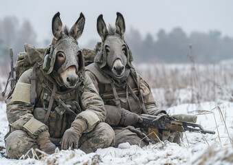 Donkeys Wearing Military Outfits