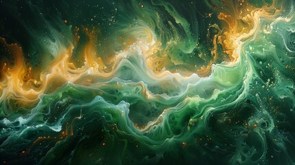 Green airbrush abstract painting