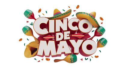 3d CINCO DE MAYO, text, isolated on transparent background