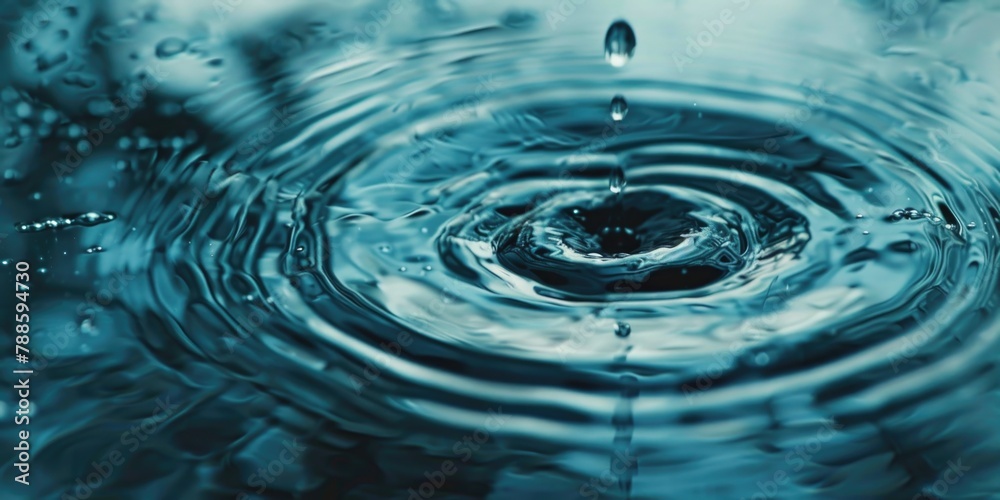 Poster a close up of a water drop in a sink. perfect for illustrating water conservation concepts