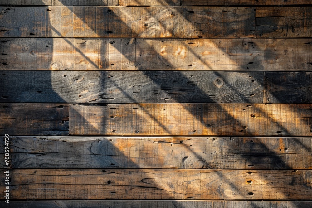 Poster close up of a wooden wall with a shadow, suitable for various design projects