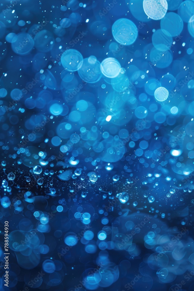 Poster close up of water droplets on a blue background. suitable for various design projects