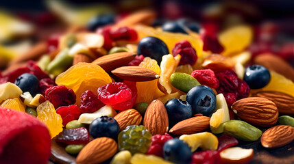 Fototapeta na wymiar A Tempting Display of Fresh and Dried Fruits