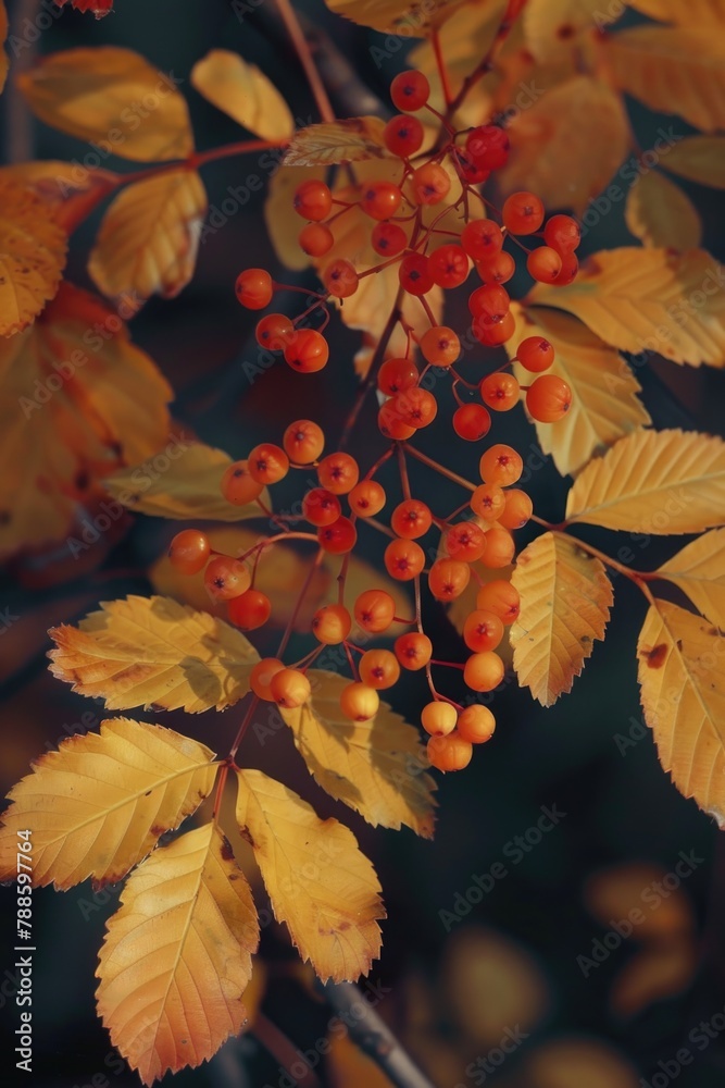 Aufkleber A close up image of berries on a tree. Suitable for nature and food concepts