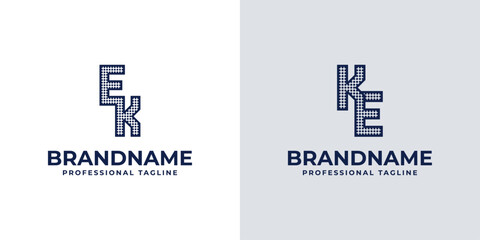 Letters EK and KE Dot Monogram Logo, Suitable for business with EK or KE initials