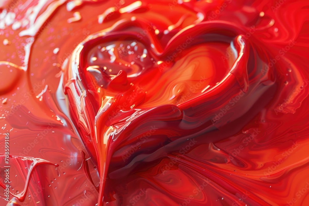 Aufkleber Close-up shot of a heart shape made of paint. Suitable for various design projects
