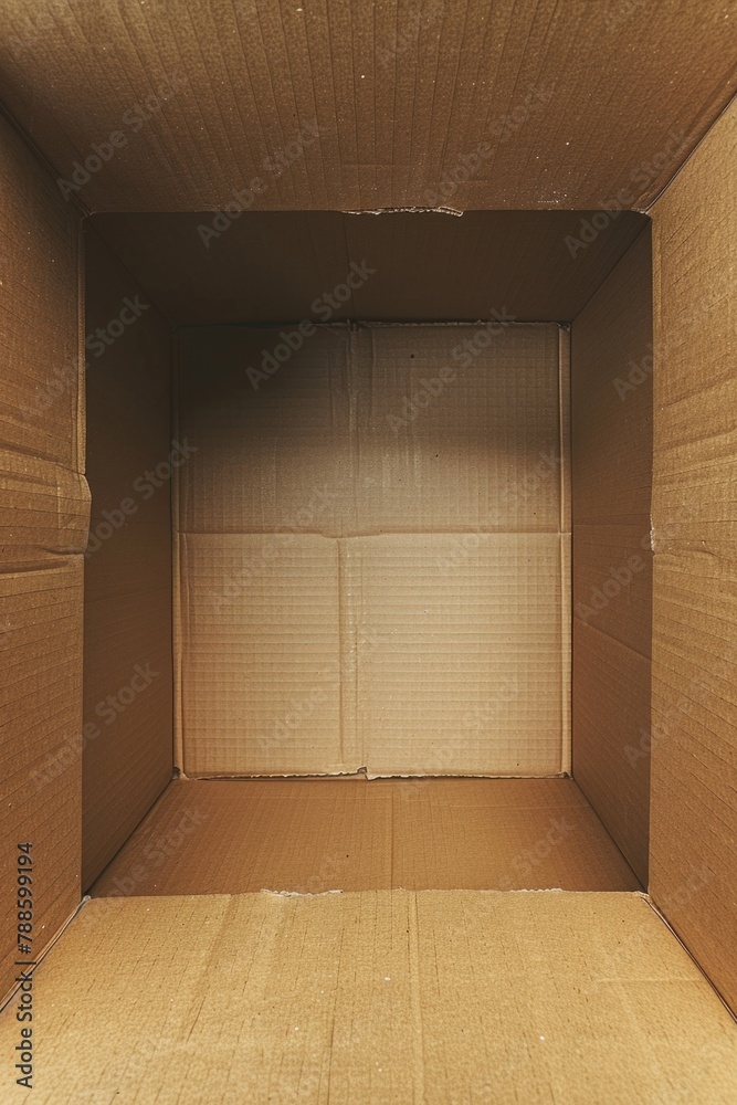 Poster A simple image of an open cardboard box with a closed door, suitable for various concepts and designs