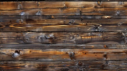 Detailed view of wooden wall with nails, ideal for construction projects - obrazy, fototapety, plakaty