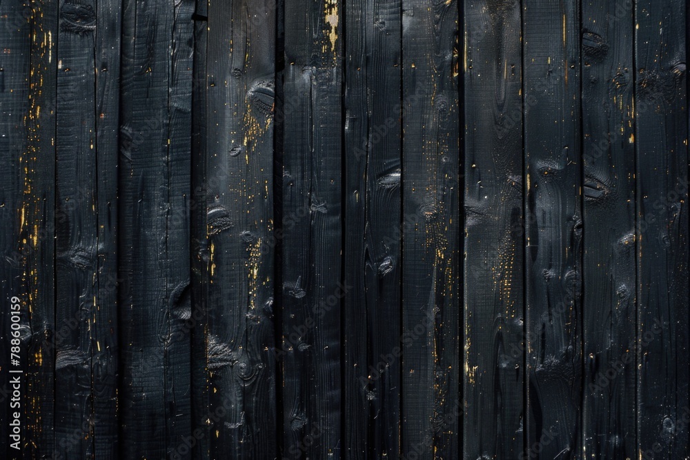 Poster Close-up of weathered wooden fence with peeling paint. Ideal for backgrounds or texture usage