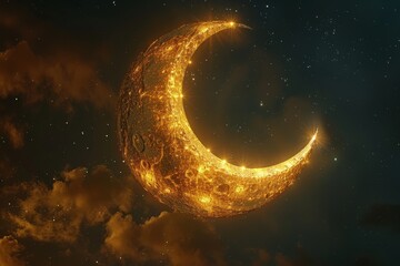 Obraz na płótnie Canvas The symbol of the holy holiday of Eid al-Adha. A crescent moon and a star. The halal symbol