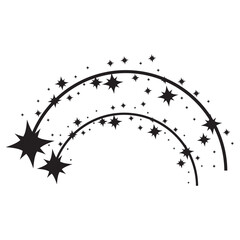 Black falling stars icon. Flying comet with tail, falling meteor, abstract galaxy element. Shooting stars icon vector set. Abstract silhouette of shooting star. Meteorite and comet symbols. 