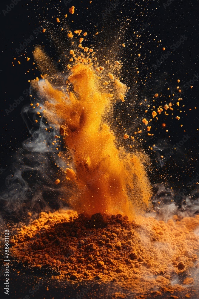 Poster a yellow dust cloud flying in the air. suitable for environmental or weather-related concepts