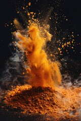 Naklejka premium A yellow dust cloud flying in the air. Suitable for environmental or weather-related concepts