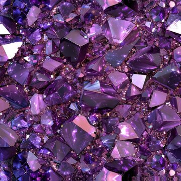 Pattern of sparkling amethysts on a purple backdrop