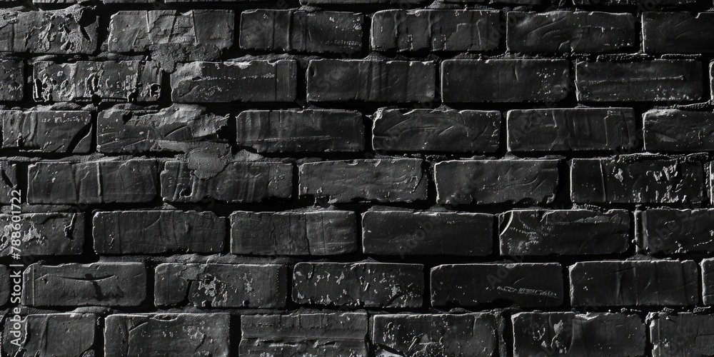 Wall mural Black and white photo of a textured brick wall. Suitable for architectural designs