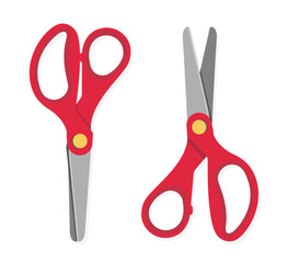 red scissors flat style stationary dull kids