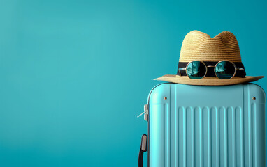 Travel Suitcase with Hat and Sunglasses