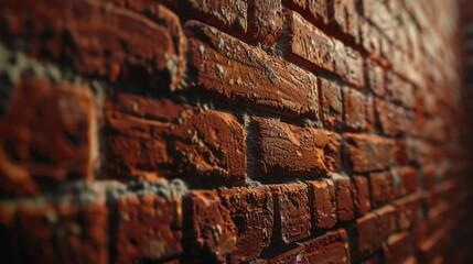 Detailed shot of a red brick wall, ideal for architectural backgrounds