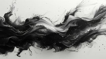 Black and white airbrush abstract painting