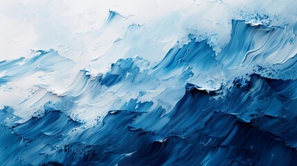 Blue waves abstract painting - obrazy, fototapety, plakaty