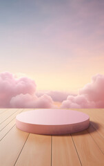 Abstract Podium against Cotton Candy Clouds