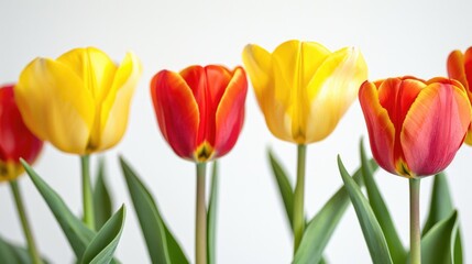 Fototapeta premium Colorful tulips in a vase, suitable for spring themes