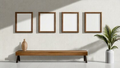 modern wall of a living room with blank Picture Frame