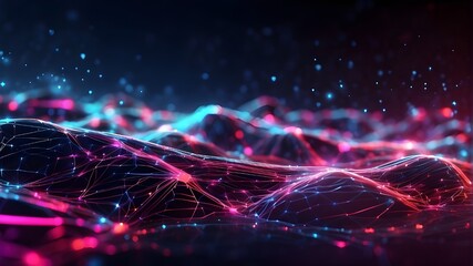 futuristic background that is abstract. Neon glow, computer background, network. particle dispersal,