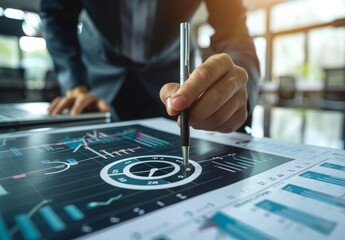 Businesses demonstrate financial progress by depicting rising profits through upward-trending graphs, currency symbols, and corporate imagery, indicating growth and development.
