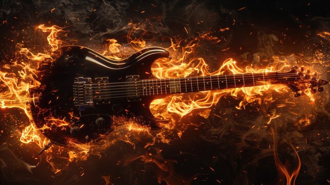 Blazing Black Metal Guitar: Fiery Strings and Heavy Rock Music