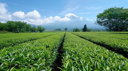 Fototapeta premium serene landscape of lush green tea fields