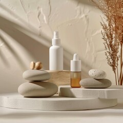 Fototapeta na wymiar product photography skincare products on a clean light