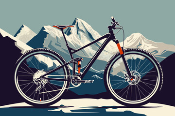 Fototapeta premium Retro styled illustration of a mountain