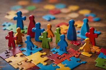 puzzle figures diversity and inclusion concept colorful 