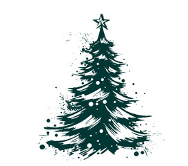 Christmas tree, hand drawn style, vector