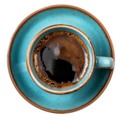 Elegant Top View of a Coffee Cup, Isolated on Transparency