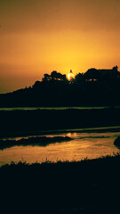 Sunset sur la mer en Grèce