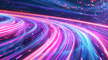High speed light trails in motion, glow lines, Colorful light trails with motion effect. Car high...