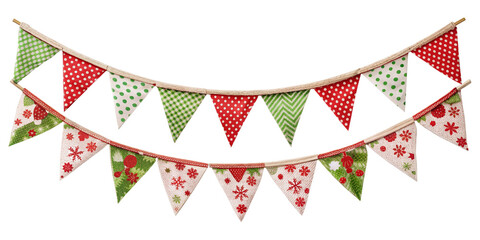 Fototapeta premium christmas bunting flag isolated on transparent background, element remove background, element for design