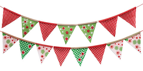 christmas bunting flag isolated on transparent background, element remove background, element for design