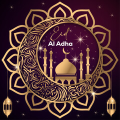 Eid al Adha Mubarak festival Islamic background.Eid greetings card.