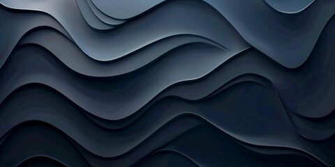 Abstract dark background with black waves. Organic geometric texture