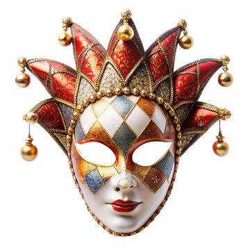 harlequin mask isolated on transparent background, element remove background, element for design