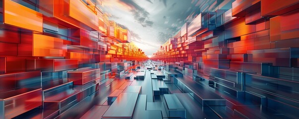 Capture attention with a striking low-angle view of algorithmic art Infuse depth and dimension into the design to create a visually engaging masterpiece that leaves a lasting impression