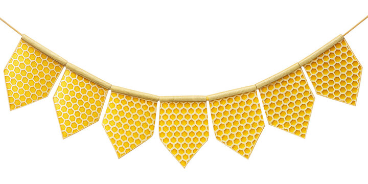 honeycomb bunting flag isolated on transparent background, element remove background, element for design