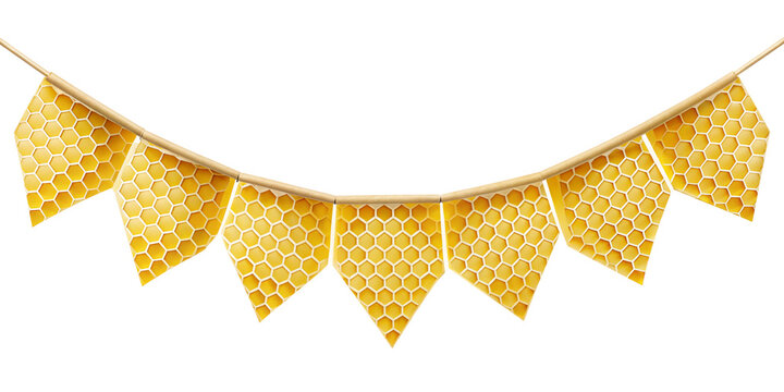 honeycomb bunting flag isolated on transparent background, element remove background, element for design