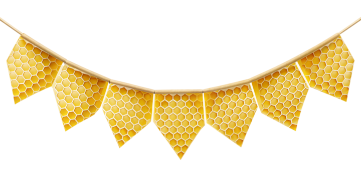 honeycomb bunting flag isolated on transparent background, element remove background, element for design