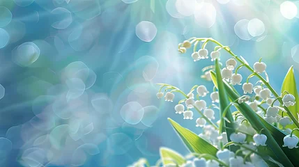 Poster Capture the essence of spring with a charming greeting card design featuring a delicate bunch of lilies of the valley accompanied by an open space for your heartfelt message © 2rogan