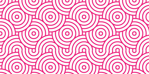 Overlapping Pattern Minimal diamond geometric waves spiral and abstract circle wave line. pink creative seamless tile stripe geometric create retro square line backdrop pattern background.