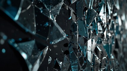 close-up of broken glass texture